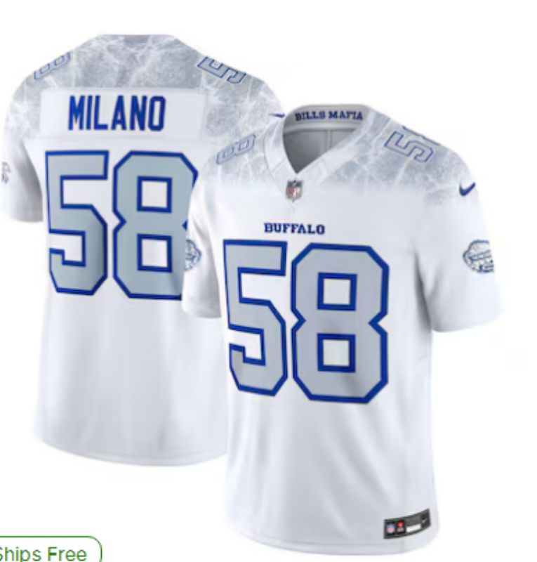 Men Buffalo Bills #58 Milano Nike White 2025 Rivalries Collection Limited NFL Jersey 01
